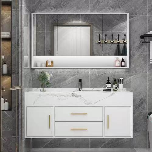 Vanità da bagno con specchio in argento e colore personalizzato