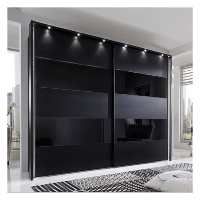 Finitura nera lacca Finitura personalizzata Armadi di design minimalista moderno per camera da letto