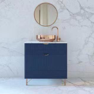 Larghezza 38-46 in stile moderno Navy Blue Bagno Vanity Cabinet con montatura a muro specchio