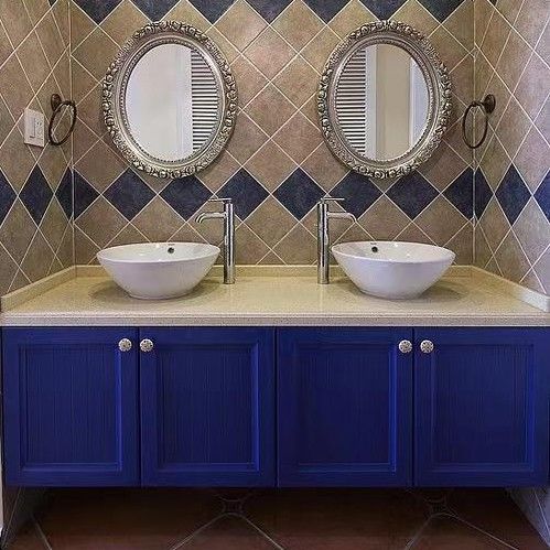 Larghezza 38-46 in stile moderno Navy Blue Bagno Vanity Cabinet con montatura a muro specchio