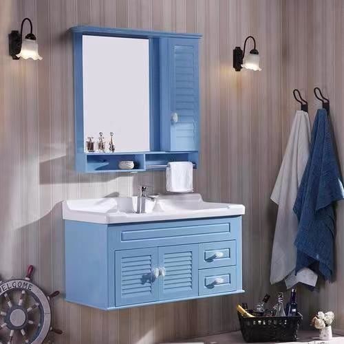 Larghezza 38-46 in stile moderno Navy Blue Bagno Vanity Cabinet con montatura a muro specchio