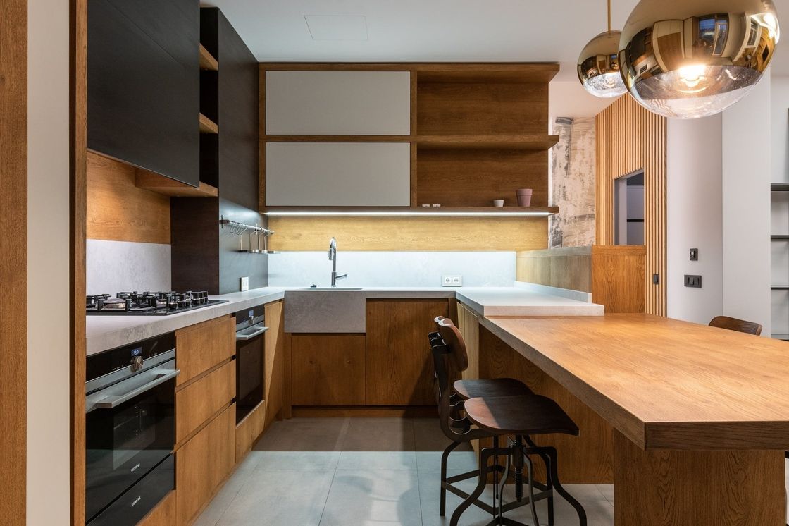 Villa/appartamento American Oak Hardwood Custom Kitchen Cabinet con porte e porte HDF