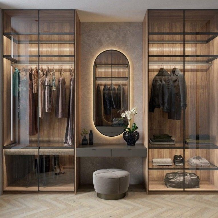 Disegno regolabile MR HDF Board 2024 Armadio in vetro di lusso Arredamento per porte in alluminio Arredamento in legno Disegni personalizzati Armadio