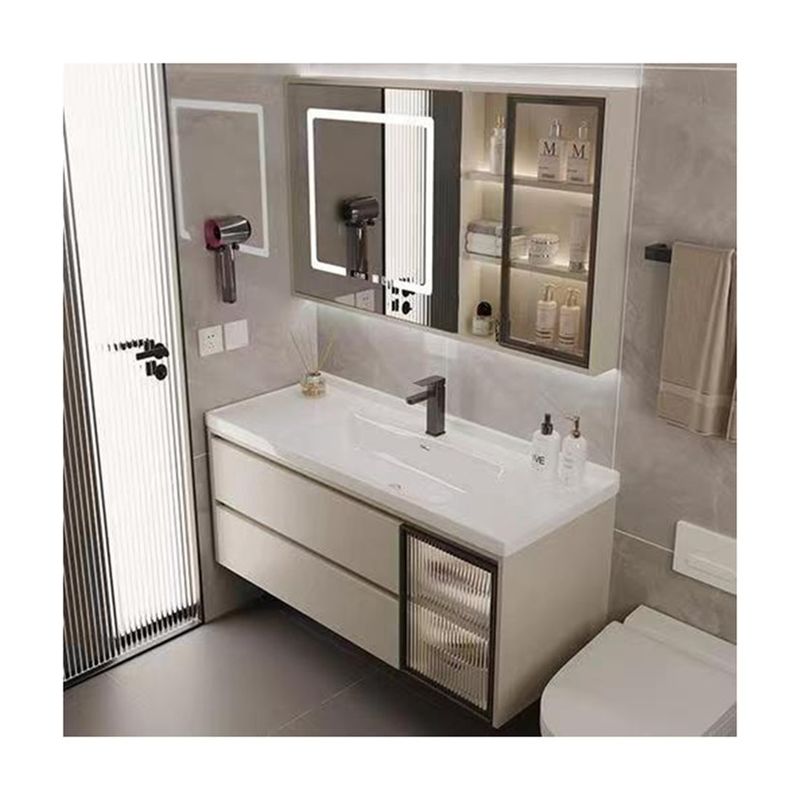 Moderno armadietto da bagno in legno illuminato a LED con specchio in colore e larghezza personalizzati 38-46