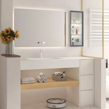 Home Bagno Vanity Cabinet con luce e specchio Legno di lusso Evkur Design Lacca
