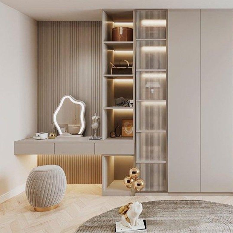 Tavolo da spogliatoio in legno moderno con specchio per camera da letto
