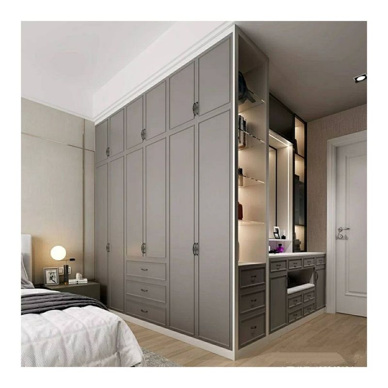 2024 Popolare Grigio Shaker Porta Armadio Moderno Stile di Legno per la Casa Stoffa Mensola Armadi