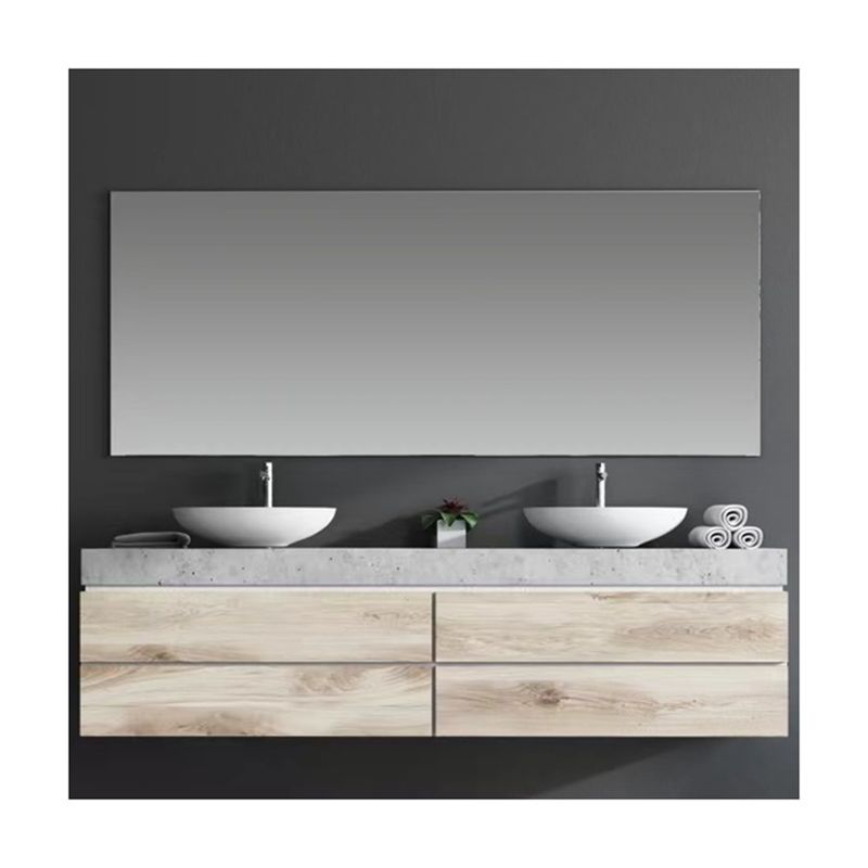 Bagno moderno impermeabile in legno montato a muro Bagno Vanità Armadi doppi lavandino per appartamento