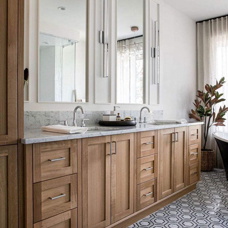 Bagno moderno impermeabile in legno montato a muro Bagno Vanità Armadi doppi lavandino per appartamento