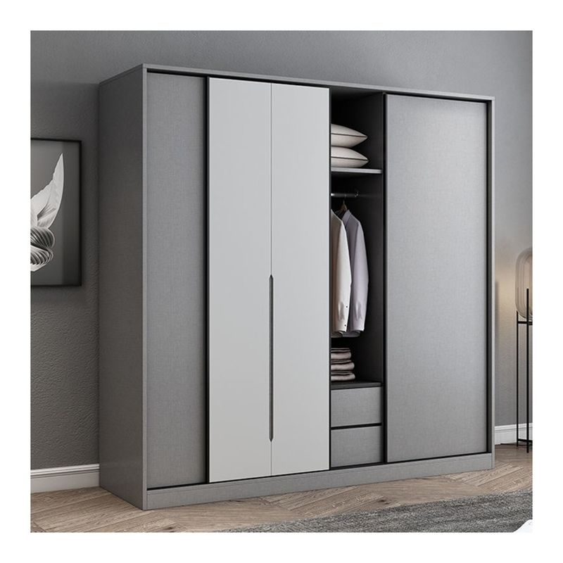 Arredamento per camera da letto più recente Arredamento in legno scorrevole moderno semplice a 3 porte con design 2D / 3D