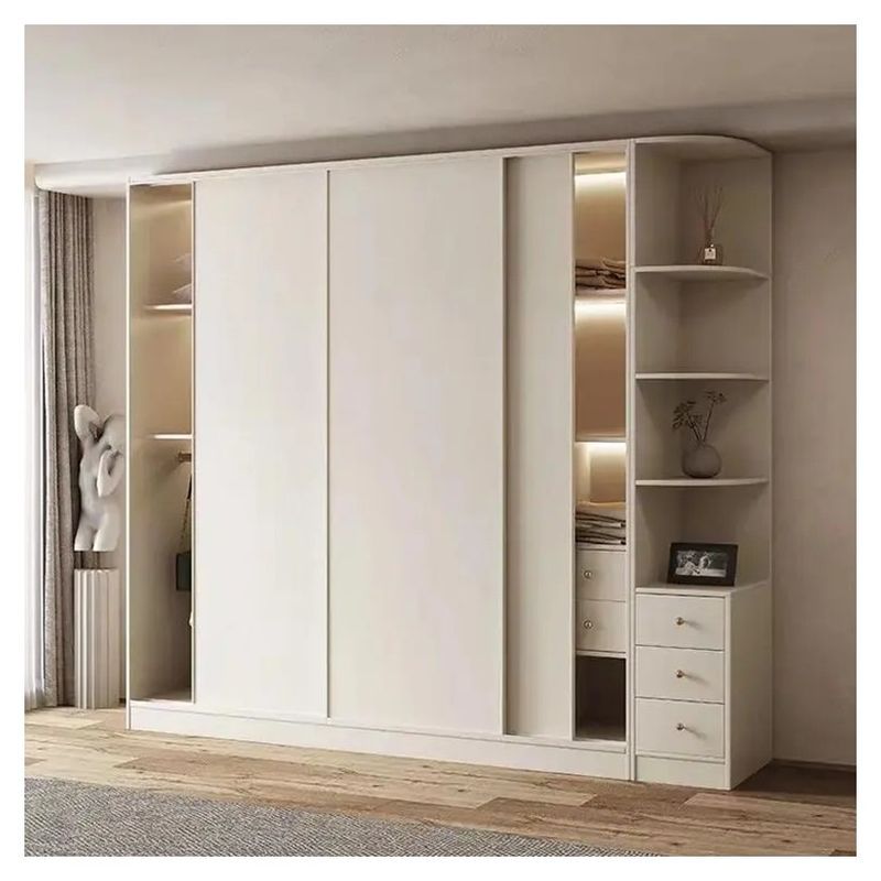 Arredamento per camera da letto più recente Arredamento in legno scorrevole moderno semplice a 3 porte con design 2D / 3D