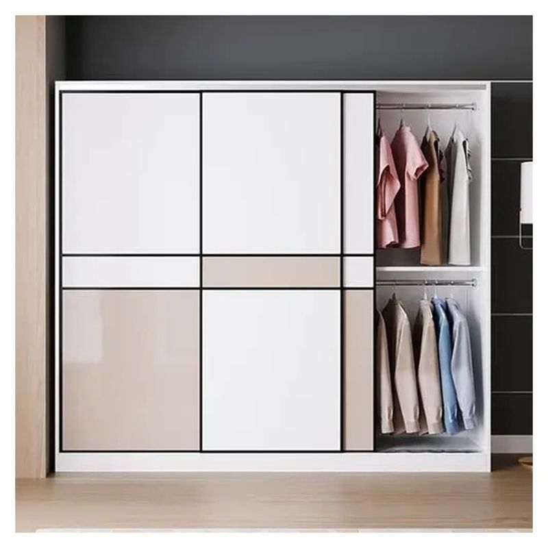 Arredamento per camera da letto più recente Arredamento in legno scorrevole moderno semplice a 3 porte con design 2D / 3D