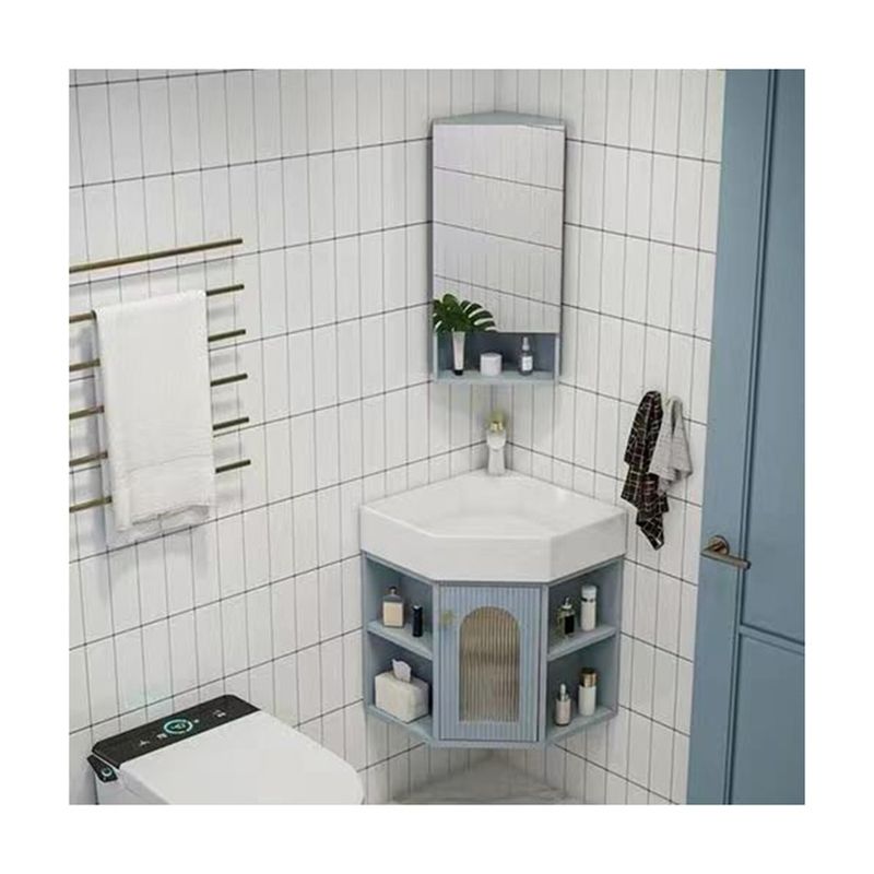 Armadio specchio bagno triangolo di legno cinese per lo stoccaggio snello in parete montaggio vanità