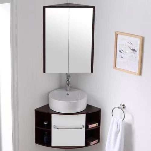 Armadio specchio bagno triangolo di legno cinese per lo stoccaggio snello in parete montaggio vanità