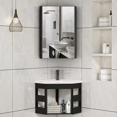 Armadio specchio bagno triangolo di legno cinese per lo stoccaggio snello in parete montaggio vanità
