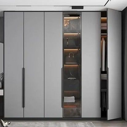 Armadio personalizzato in grigio opaco con design contemporaneo e stile in legno PANEL