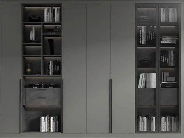 Armadio personalizzato in grigio opaco con design contemporaneo e stile in legno PANEL