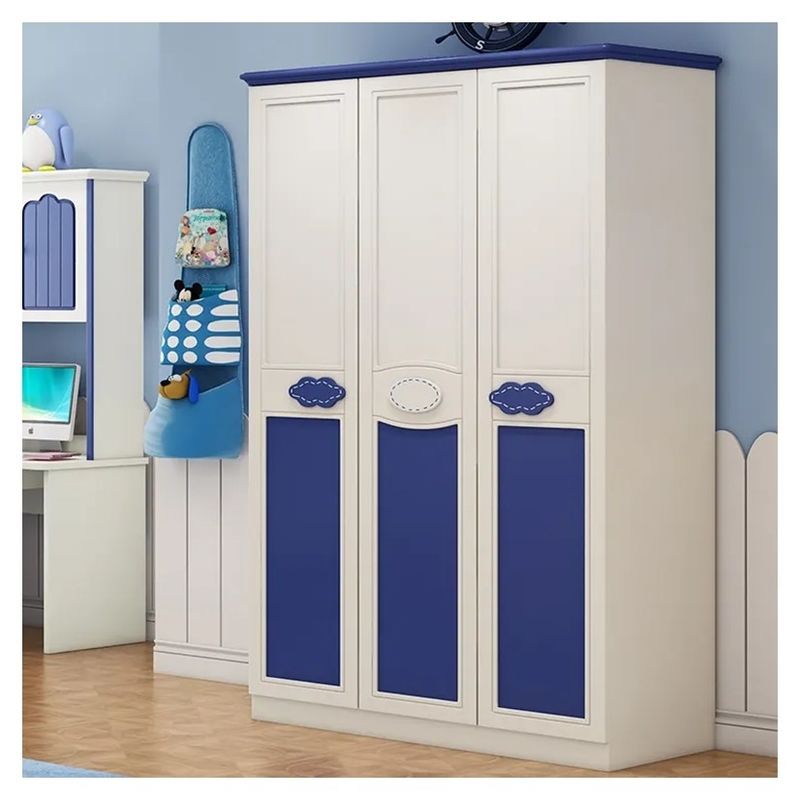 Camera da letto Arredamento blu per bambini Armadio PANEL Stile legno Imballaggio postale N