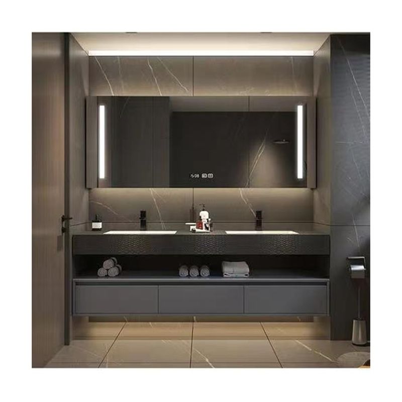 Materiale di porta in legno massello Sliding Bagno Specchio Armadio Con Design Leggera Maniglia-Free
