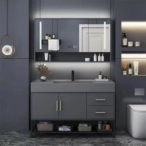Vanità commerciali di bagno importate con materiale per porte in legno massello e vaschino incluso