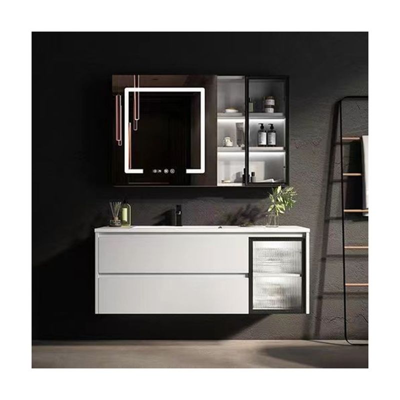 38-46 in Larghezza Acrilico 3 Porte Bagno Vanity Set con Specchio e Armadio a Parete
