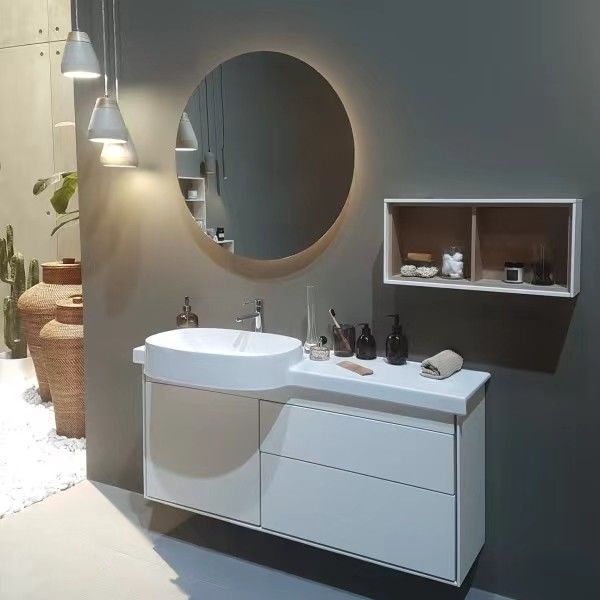 38-46 in Larghezza Acrilico 3 Porte Bagno Vanity Set con Specchio e Armadio a Parete
