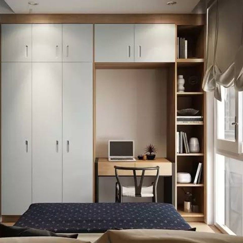 Armadio a 3 porte in stile moderno con camerino a specchio YALIG in legno massello su misura