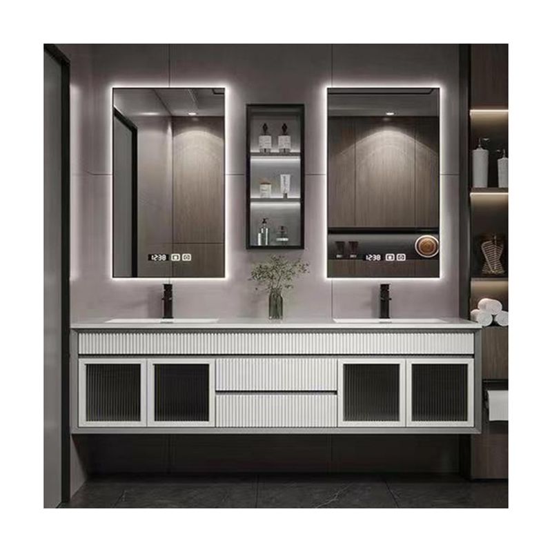 Organizza il tuo bagno con YALIG Custom Vanity Cabinet Doppio lavandino e specchio d'argento