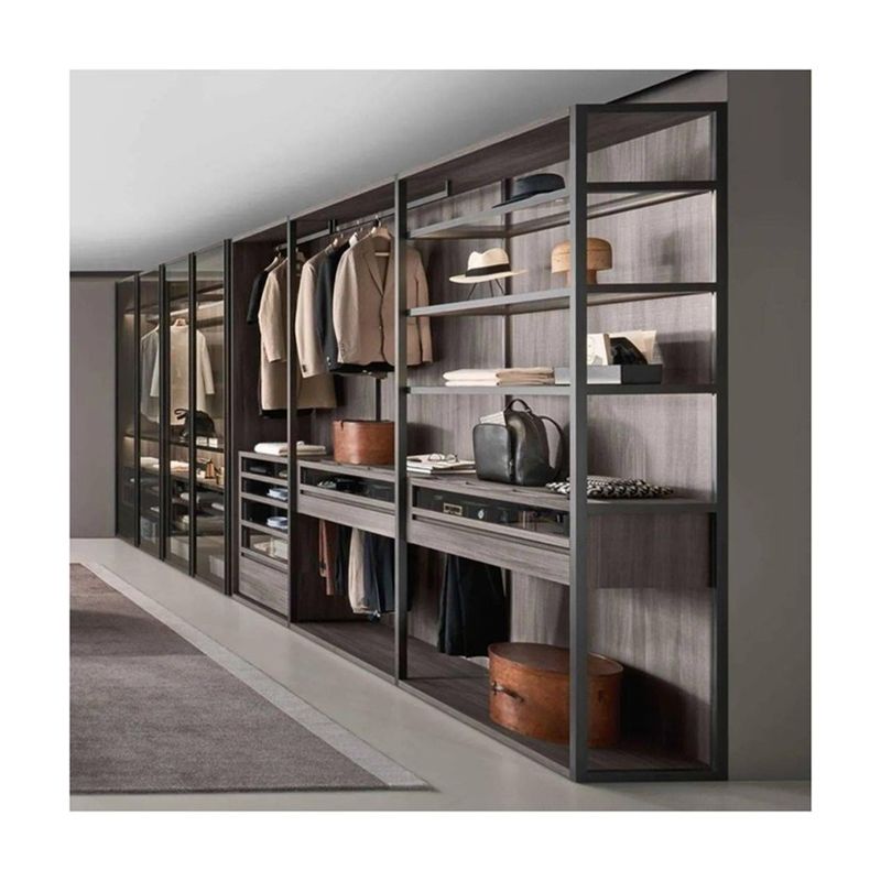 Moderni armadietti da letto in melamina di legno sistema walk in closet per spazi abitativi di lusso