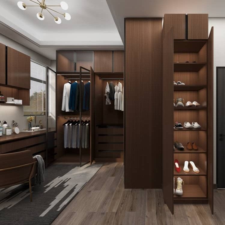 Moderni armadietti da letto in melamina di legno sistema walk in closet per spazi abitativi di lusso