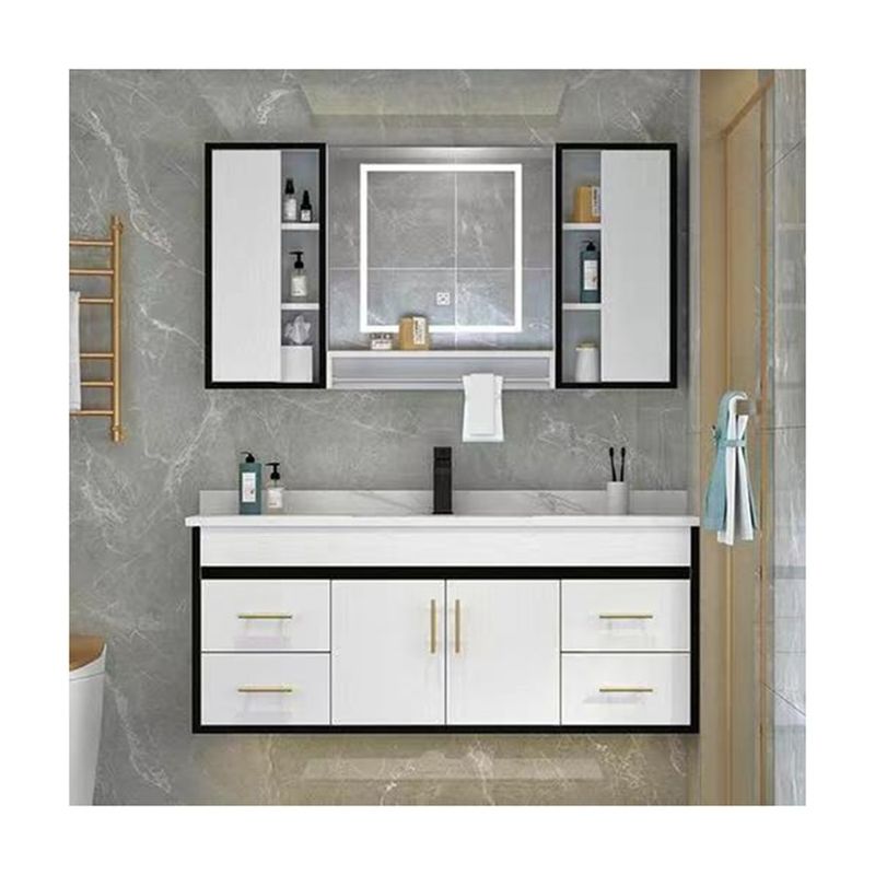 Vanità da bagno in legno montata a parete con design senza maniglia e vasca inclusa da YALIG