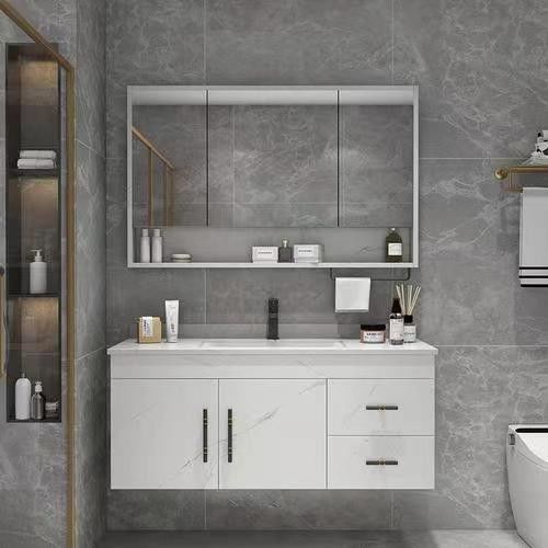 Moderno organizzatore set bagno con 30 pollici galleggiante Vanity Cabinet e handle-free design