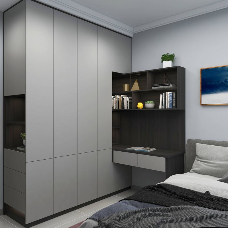 Stile di design contemporaneo lussuoso grigio in forma di U MDF camminare in armadio armadi NO piegato