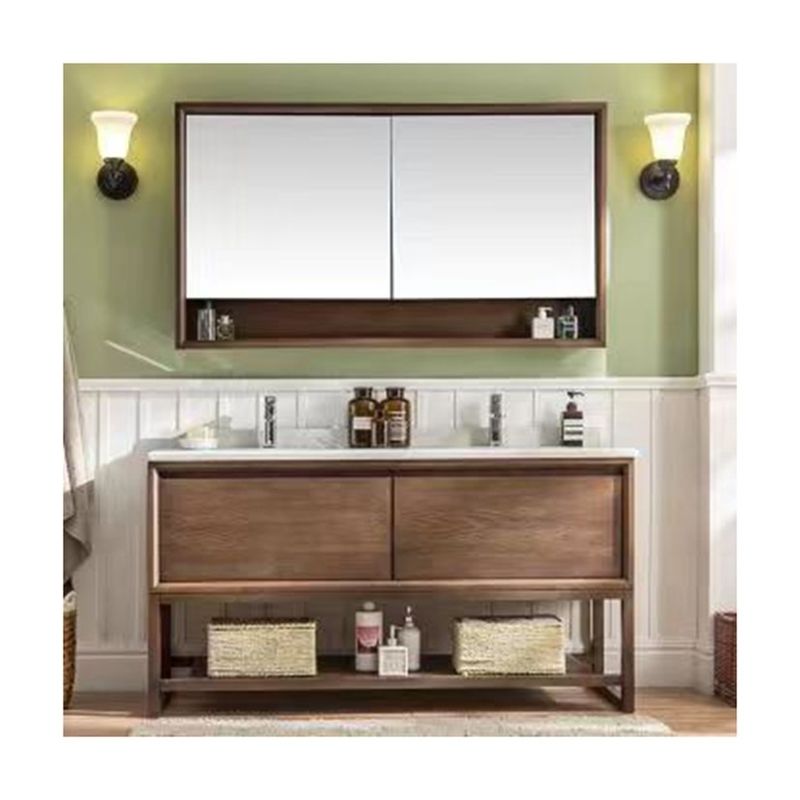 Migliora il tuo bagno con YALIG Custom Gold Double Sink Vanity Combo e Wall Mount