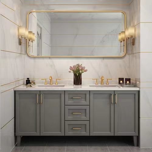 Migliora il tuo bagno con YALIG Custom Gold Double Sink Vanity Combo e Wall Mount