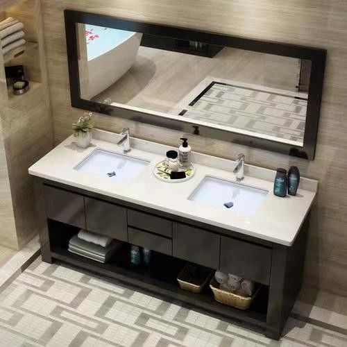 Migliora il tuo bagno con YALIG Custom Gold Double Sink Vanity Combo e Wall Mount
