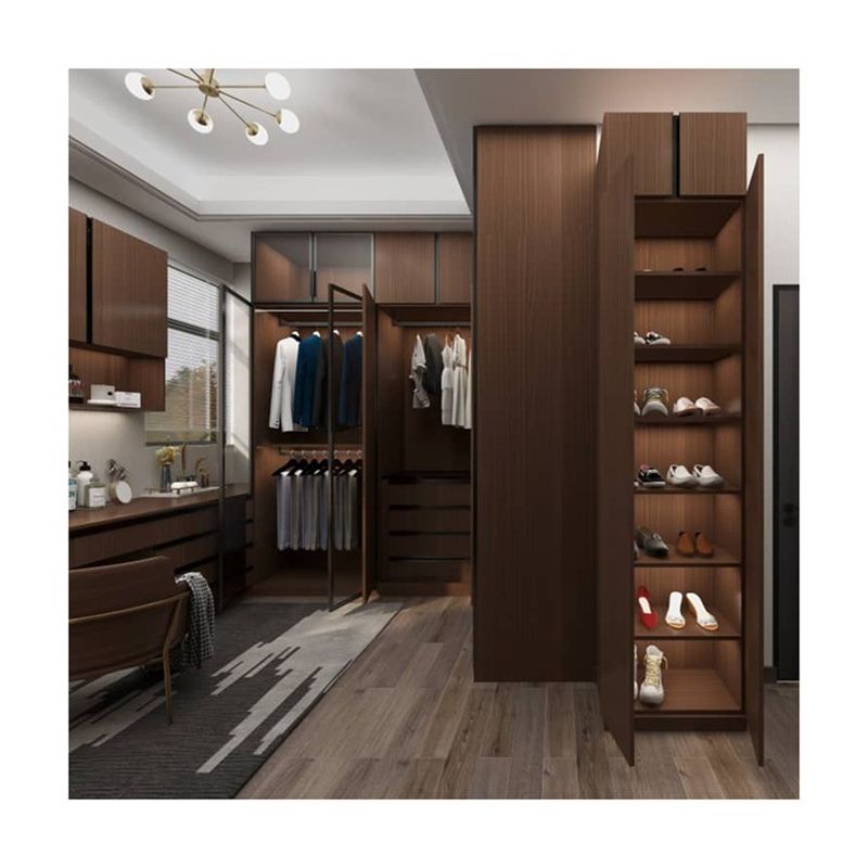 Customized Granello di Legno Naturale Grande Tissu Aperto Camminare in Armadio Con Stile Moderno