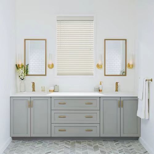 Migliora il tuo bagno con YALIG Custom Gold Double Sink Vanity Combo e Wall Mount