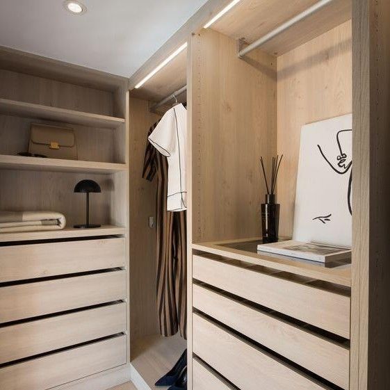 Customized Granello di Legno Naturale Grande Tissu Aperto Camminare in Armadio Con Stile Moderno