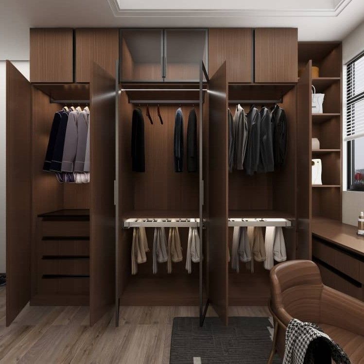 Customized Granello di Legno Naturale Grande Tissu Aperto Camminare in Armadio Con Stile Moderno