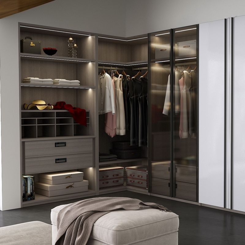 Arredamento per camera da letto Moderno Piccolo L Walk in Closet Armadio per la soluzione della camera da letto