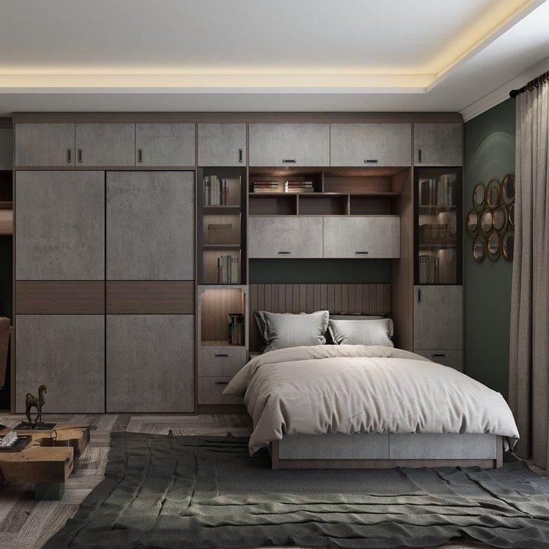 Set camera da letto in stile moderno personalizzabile con armadio a 2 porte
