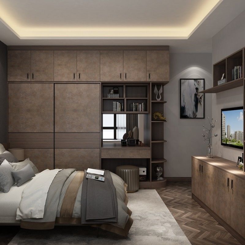 Set camera da letto in stile moderno personalizzabile con armadio a 2 porte