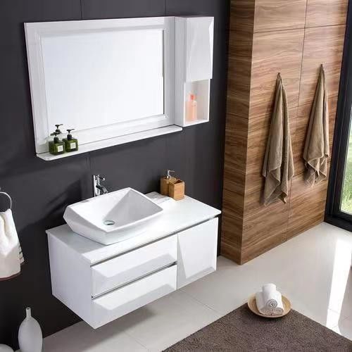 Specchio incluso Sì MDF montato a parete Vanity gabinetto bagno con pannello acrilico porta