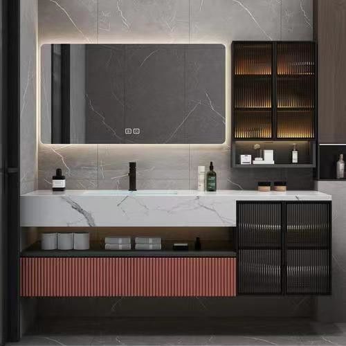 Specchio incluso Sì MDF montato a parete Vanity gabinetto bagno con pannello acrilico porta