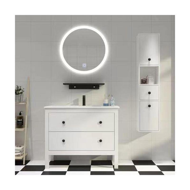 YALIG Customized Conter Wash Basin Armoire in Legno Bianco Bagno Armoires Vanité Con Specchio In Argento