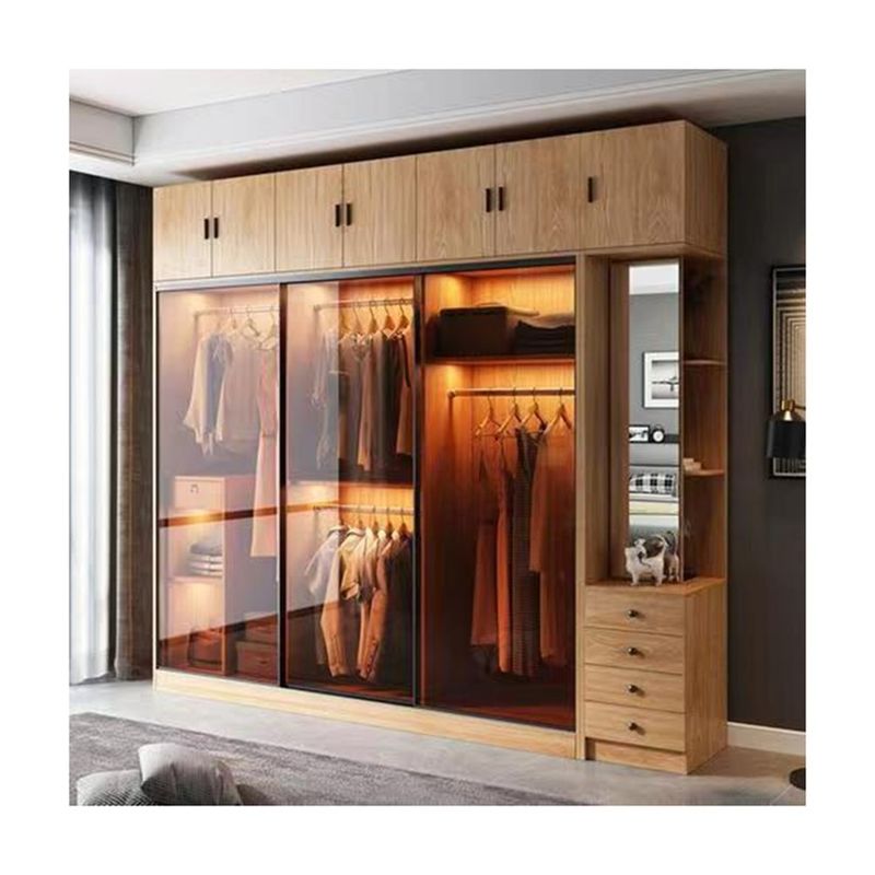 Mantenimento minimo Porta a dondolo in melamina di colore legno moderno Armadio camera da letto per villa