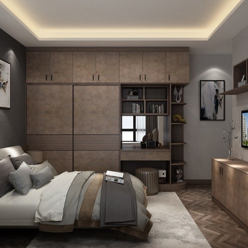 Mantenimento minimo Porta a dondolo in melamina di colore legno moderno Armadio camera da letto per villa