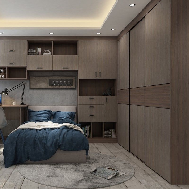 Mantenimento minimo Porta a dondolo in melamina di colore legno moderno Armadio camera da letto per villa