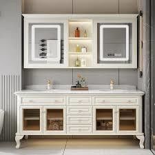 YALIG Cabinet Shaker Fluted Panel Quartz Countertop Bagno Vanity per 38-46 in Larghezza